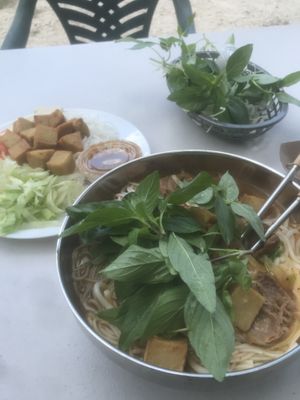 bun hue + bun dau mam tom at Bodhi Viet Vegan in Austin