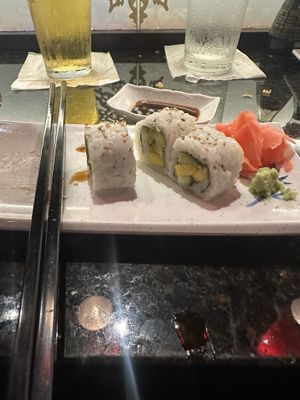Mango avocado roll I think, the name was similar to bonsai but maybe a few different letters  at Sushi Yoshi in Seven Mile Beach