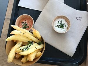 Amazing french fries and vegan mayo at Lekker Vegan - Harrington in Cape Town