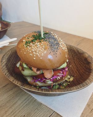 Spicy Vegan burger at Lekker Vegan - Harrington in Cape Town