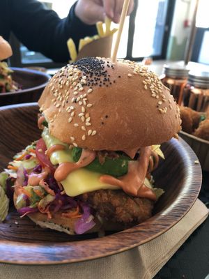 Crispy burger  at Lekker Vegan - Harrington in Cape Town