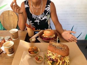 delivious nuggets, half a sandwich and burger at Lekker Vegan - Harrington in Cape Town