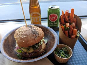 Lekker Crispy with Yam Fries at Lekker Vegan - Harrington in Cape Town