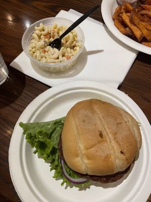 Impossible burger with macaroni salad   at Seed Shack in Gilbert