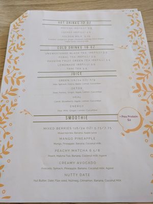 Menu at Seed Shack in Gilbert