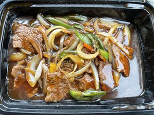 Mongolian Deluxe (comes with rice )  at Jeff's Vegan in Frisco