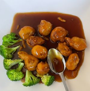 vegan orange “chicken” was amazing 💕✨ at Jeff's Vegan in Frisco