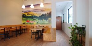 Restrooms are on the right down the hall at Jeff's Vegan in Frisco