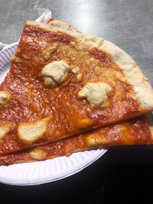 Two slices of the vegan pizza at DiFontaine's Pizzeria in Dublin