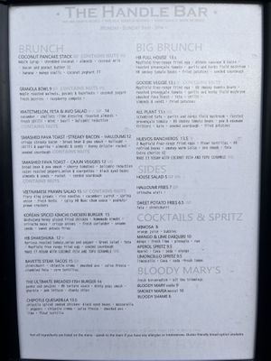Menu  at The Handle Bar in Oxford
