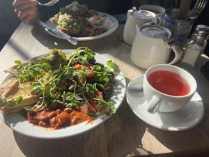 With a nice cup of teaa  at The Handle Bar in Oxford