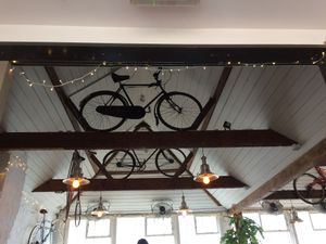 The restaurant is located at the first floor  at The Handle Bar in Oxford