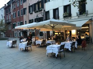 Nice evening atmosphere. Not so easy to find a square with trees and village life in Venice. at Pata Chic in Venice