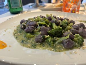 Vegan Gnocchi and Broccoli. I would recommend but this still lands and an 8 or 9 out of 10 for me.   at Pata Chic in Venice