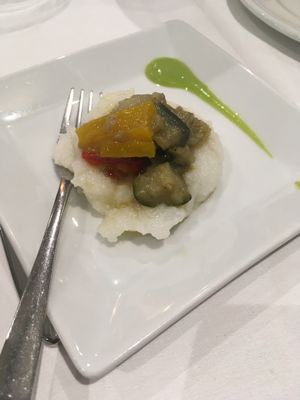 White polenta with caponata at Pata Chic in Venice