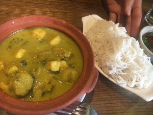 Green banana tempeh soup  at Minh Chay - Xuan Dieu in Hanoi