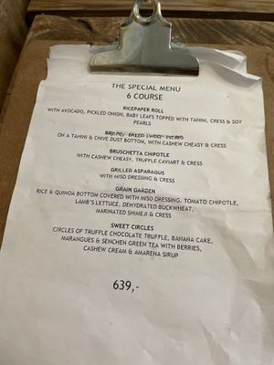 The menu at Plant Power Food in Copenhagen