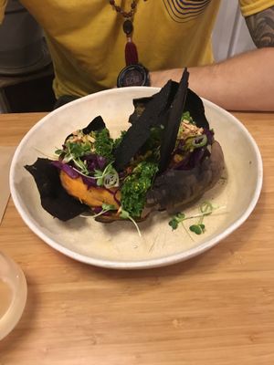 baked sweet potato  at Plant Power Food in Copenhagen