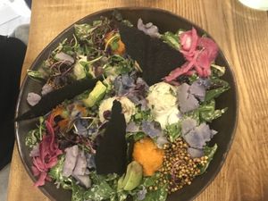 Salad with mashed potato at Plant Power Food in Copenhagen