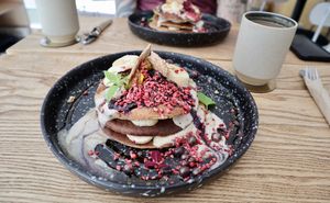 Breakfast pancake  at Plant Power Food in Copenhagen