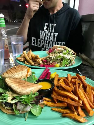 Turkey burger & falafel sandwich  at Viva Falafel in Long Beach