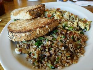 tofu scramble with smithy 7 (kashi) at Village Smithy in Carbondale