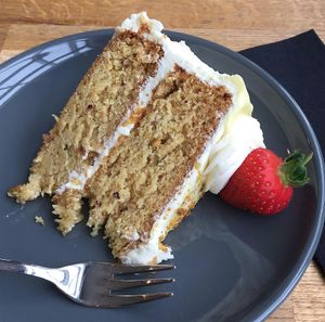 The best vegan cake ever! at Cafe Piccolo in Weymouth