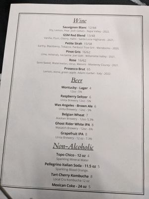 Menu Drinks at Seasons Plant Based Kitchen in Salt Lake City
