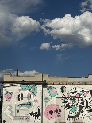 View across the street - nice mural  at Seasons Plant Based Kitchen in Salt Lake City