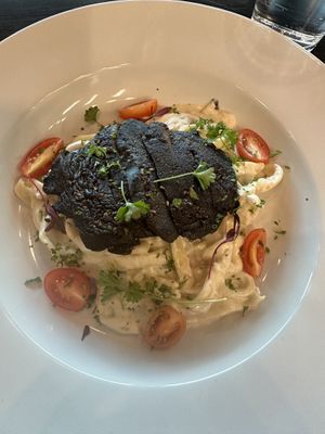 House-made fettuccini with mushrooms was delicious!   at Seasons Plant Based Kitchen in Salt Lake City