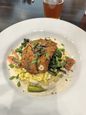 Steak and Grits  at Seasons Plant Based Kitchen in Salt Lake City