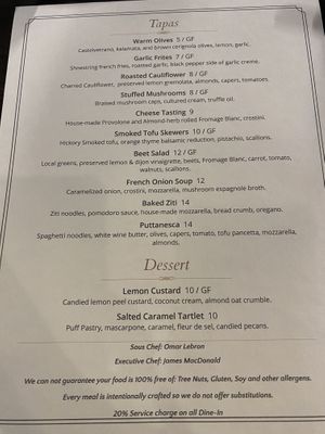 Menu as of Feb 28, 2024  at Seasons Plant Based Kitchen in Salt Lake City