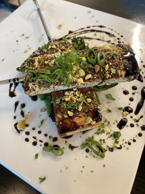 Smoked tofu skewers  at Seasons Plant Based Kitchen in Salt Lake City