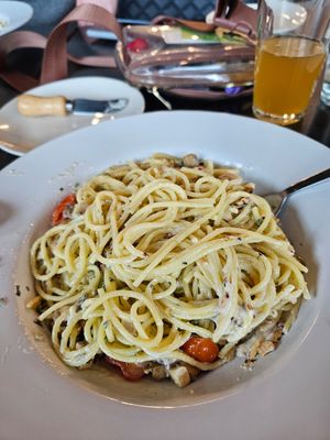 Pasta puttanesca at Seasons Plant Based Kitchen in Salt Lake City