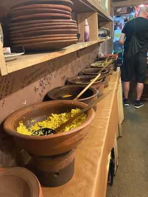 Several different choices of curry    at Coconut Sambol in Galle