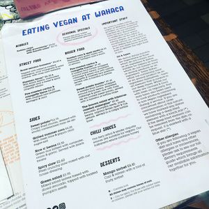 Vegan menu at Wahaca in Southampton