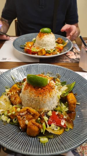 The fried rice squares were incredible! The curried soupy noodles were good but a bit too salty, so ask for less salt at Wagamama - City Centre in York