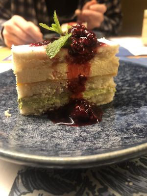 DELICIOUS VEGAN CAKE 🤤 Mango and matcha layer cake  at Wagamama - City Centre in York