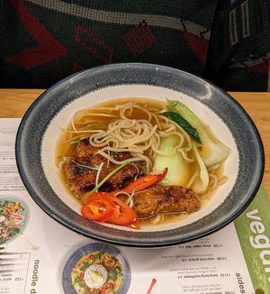 vegan 'rib' ramen (a little bit eaten) at Wagamama - Trinity in Leeds