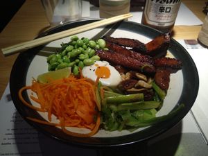 Avantgard'n (vegan egg made from coconut and sriracha) at Wagamama - Trinity in Leeds