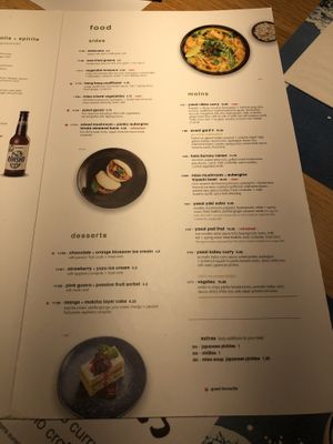 Menu at Wagamama in Plymouth