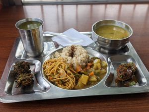 Daily menu. You get a soup and for the main dish get to choose 5 things at Restaurante Vegetariano Kai Hsi in Guayaquil