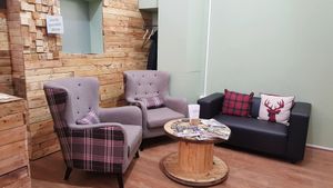 waiting area at Uplift Organic Hair in Cheadle
