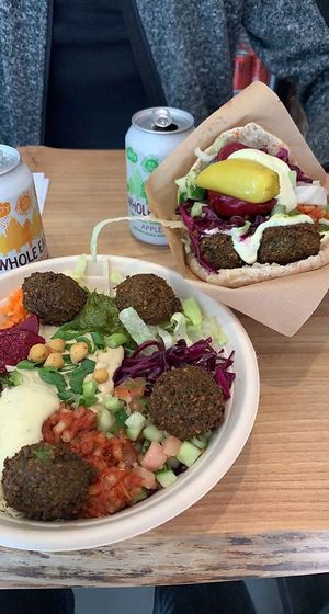 Falafel salad and pita at Chickpea in Haarlem