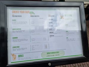 Menu at Chickpea in Haarlem