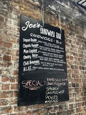 Joe's Sandwich Bar Menu at Joe's Sandwich Bar in Sydney
