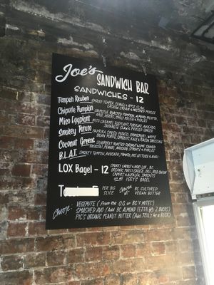 Amazing menu at Joe's Sandwich Bar in Sydney
