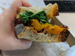 Chipotle pumpkin sandwich. at Joe's Sandwich Bar in Sydney