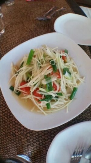 papaya salad at TianZi Tea House and Garden in Chiang Mai