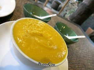 Creamy Vegan Pumpkin Soup at TianZi Tea House and Garden in Chiang Mai